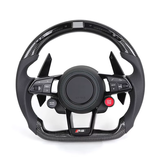 Anpassad ratt i halvläder – Kolfiber, LED, Startknapp – Passar Audi R8 - Q8